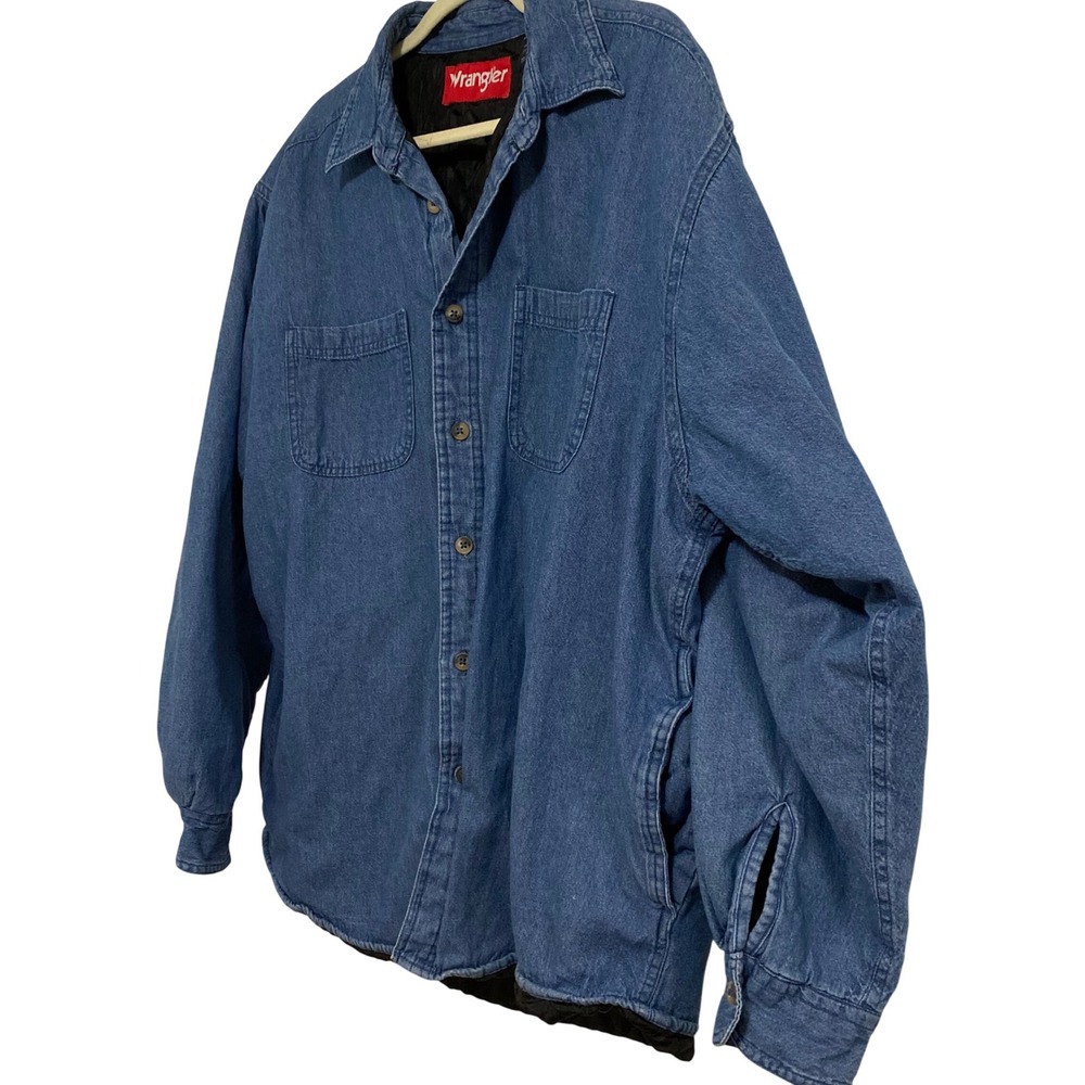 Wrangler Denim Gorpcore Shacket Men XL Blue Quilted Lined Workwear Americana - Picture 5 of 6